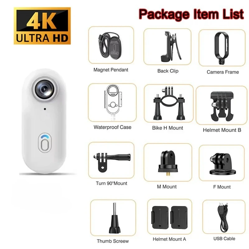 4K Mini Waterproof Camera with WiFi Wireless Portable Wearable Body Cam for Moto Bike Travel Helmet Outdoor Sports Vlog Shoots image 3