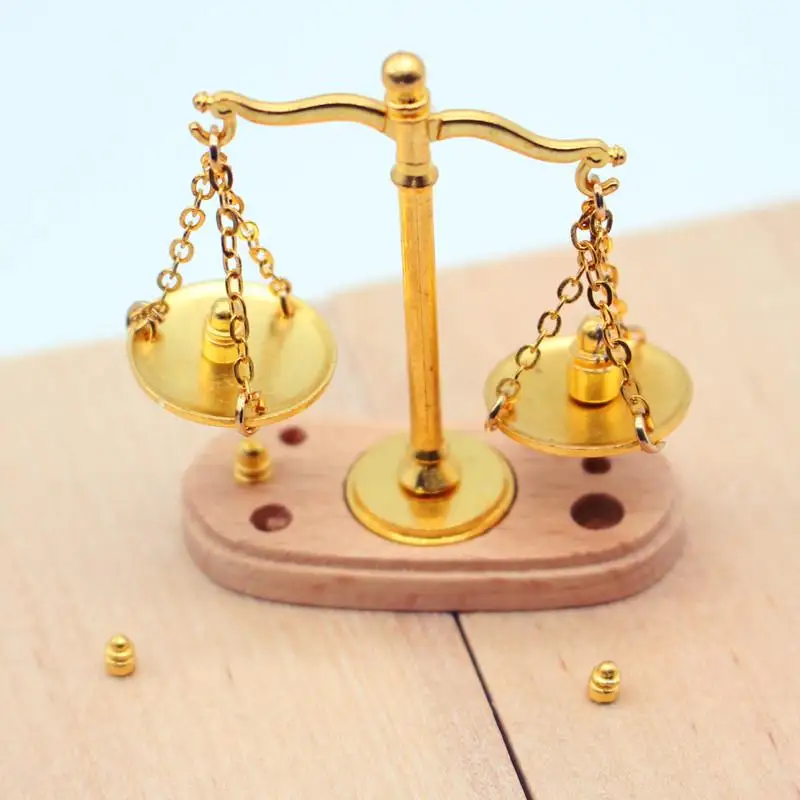 1:12 Dollhouse Vintage Balance Scale Miniatures Of Doll House Decor Kids Pretend Play Toys Ornaments Gifts Model Accessories view 4