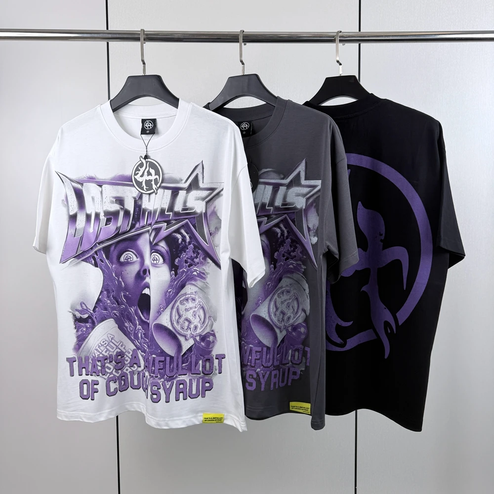 Fashionable Short-Sleeved T-Shirt, High Quality, 260g Pure Cotton, Imported Austrian Diamond Fabric, High-Definition Digital White Ink Direct Printing, Breathable, No Sticky Feel