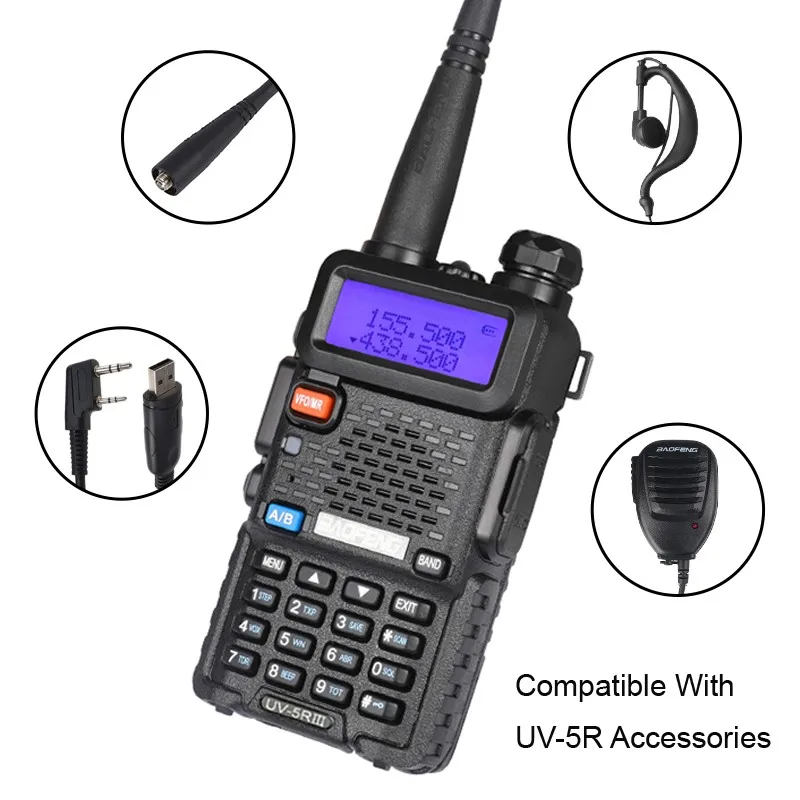 Baofeng Walkie Talkie UV 5R 5W 8W Dual Band Ham Two Way Radio Vhf Uhf FM Radio Handheld Transceiver Hunting 16KM