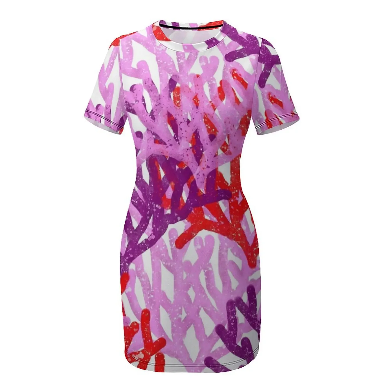 Coral pattern Short-Sleeved Dress women formal occasion dresses prom dress evening dresses luxury 2025 Dress