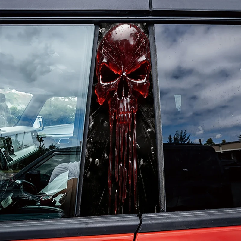 

2 шт. глянцевой защитной полиэтиленовой пленки для центральных стекол автомобиля с рисунком кровавого черепа