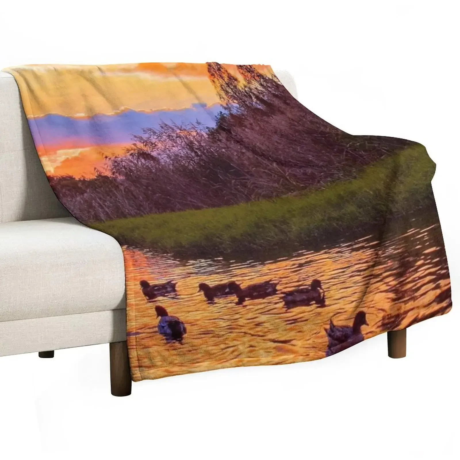 

Sunset over the water Throw Blanket Soft Big christmas gifts Sofas Blankets