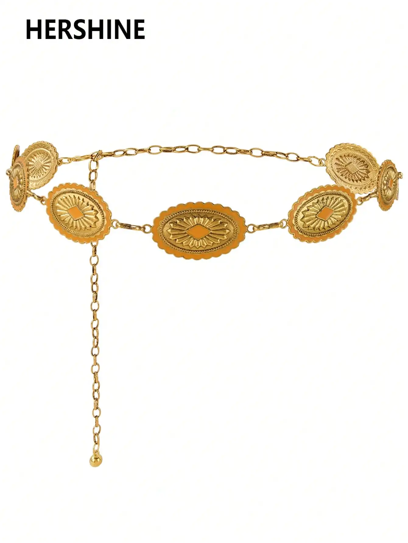 HERSHINE قطعة واحدة من قلادة الخصر النسائية على شكل زهرة على الطراز البوهيمي مناسبة لمطابقة الفساتين والجينز في الهالوين