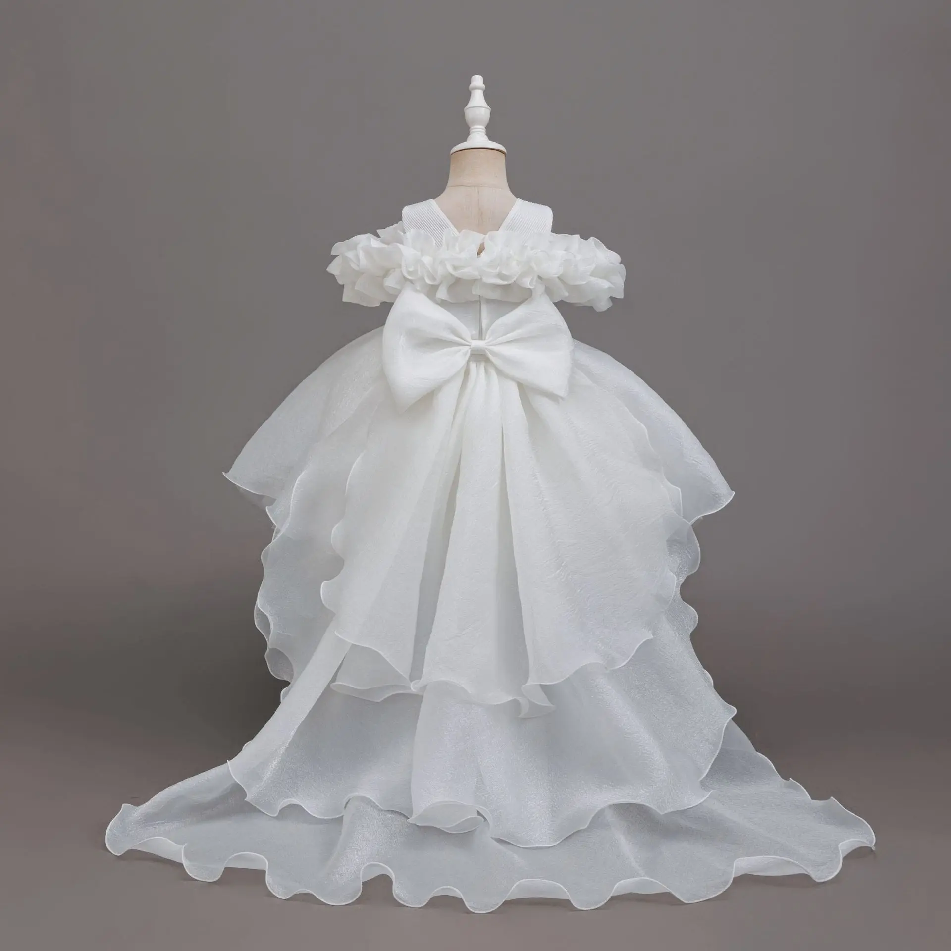 Girls Pink Tulle Princess Dress Children's Birthday Ball Gown Flower Girl Wedding Show Performance Skirt Frock for Kids