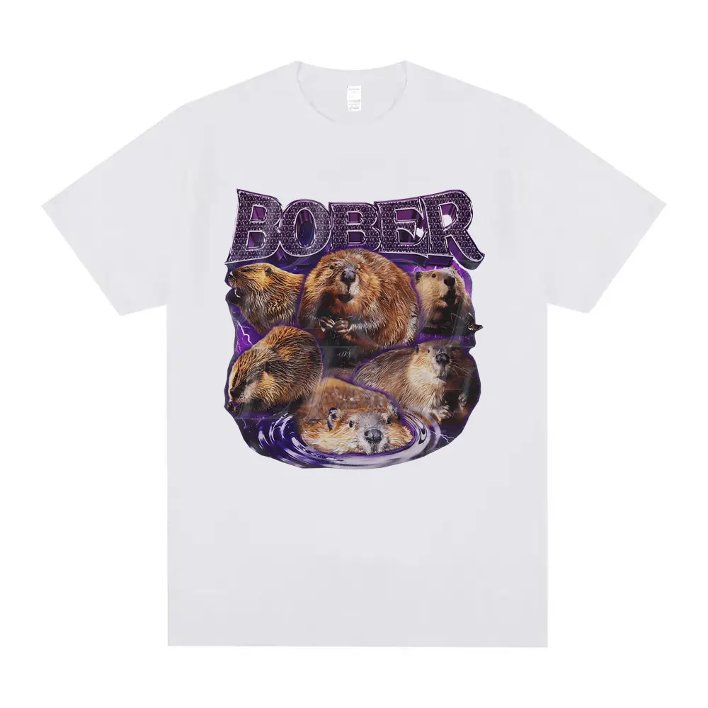 Bober Capybara Beaver Funny Meme T Shirts Men Women Casual Cotton Vintage Short Sleeve Tees Oversized T-shirts Streetwear Unisex