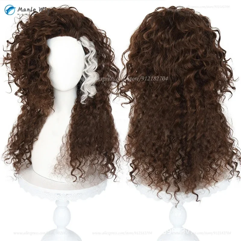 2;d'5,v\h.7/Anime Bellatrix Lestrange Cosplay Brown Highlights White Curly Wig Heat Resistant Synthetic Hair Rol8;g.j'9\k,1/ view 2