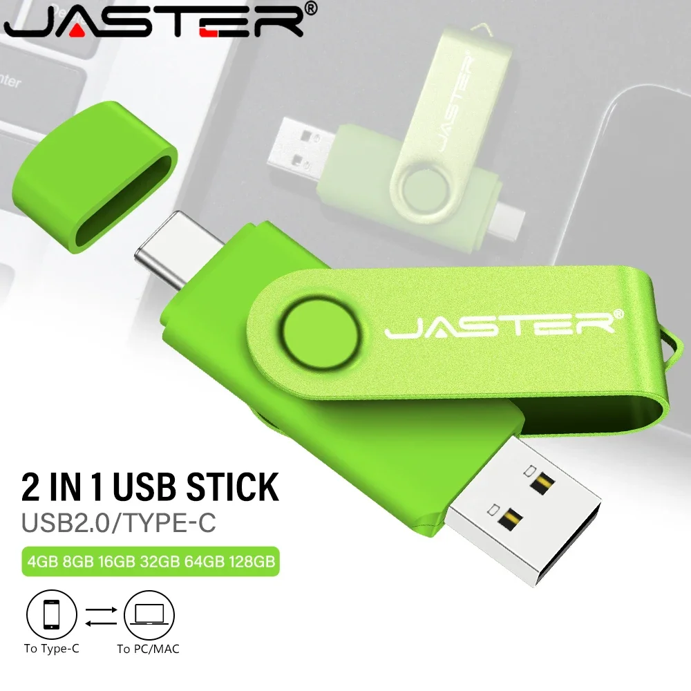 TYPE-C 2in1 USB-flashdrive met hoge capaciteit 128 GB Gratis sleutelhanger Pen Drive 64 GB Relatiegeschenk Memory Stick Telefoon U Disk 32 GB