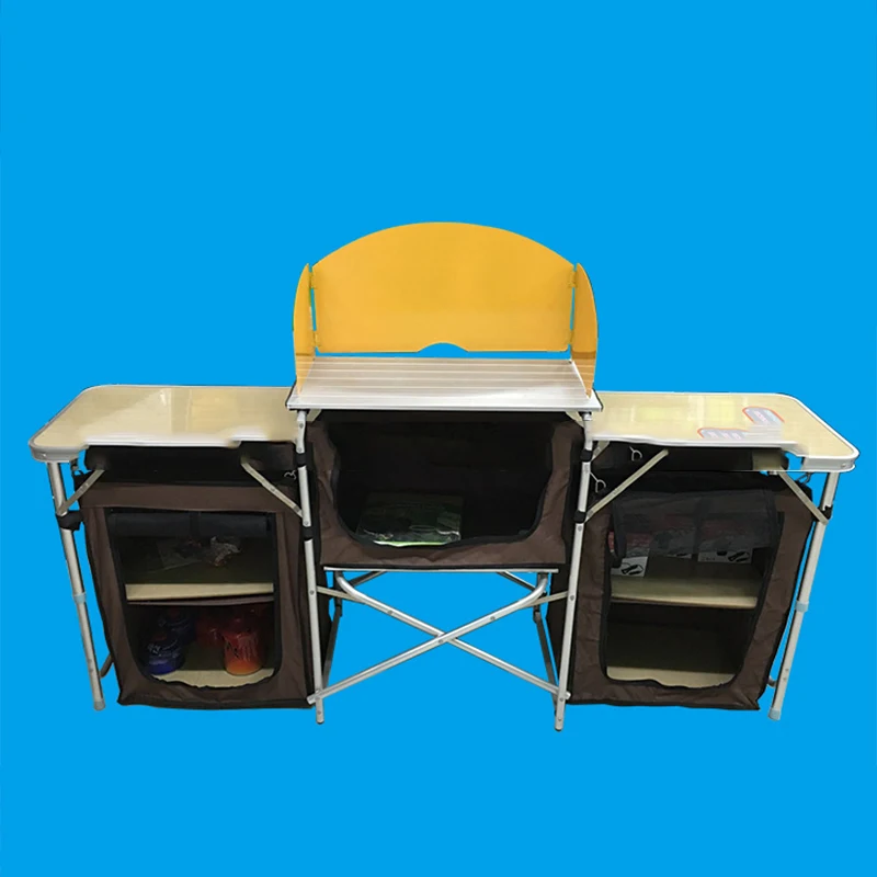 LG-2123 Camping Outdoor Kitchen Table Cabinet Foldable Folding Cooking Storage Rack X-Shaped Aluminum Alloy Bracket for BBQ Picn