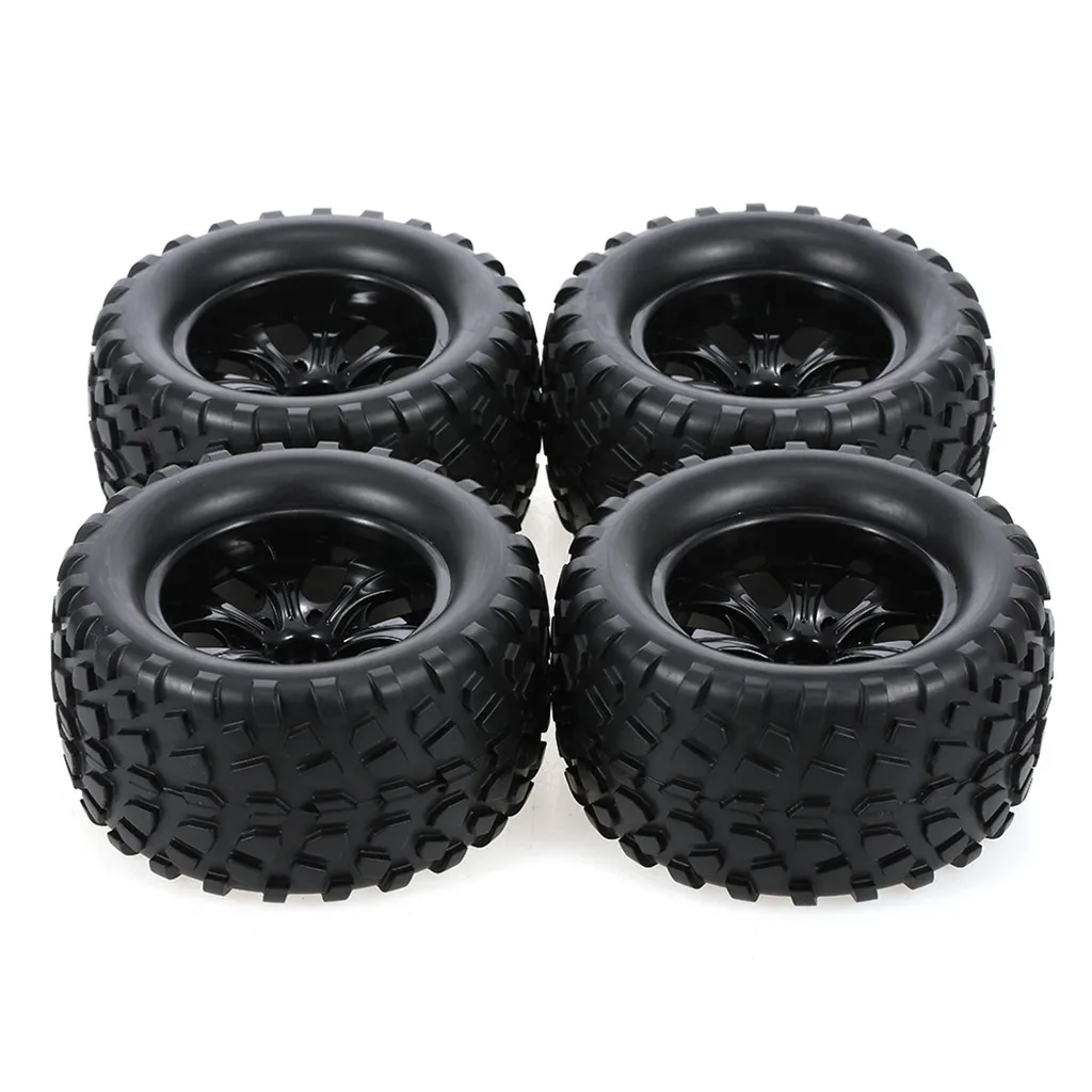 4Pcs 125mm 10 Contour Dump Fetal Flower Off-road Wheel Rim and Tires for 1/10 Monster Truck Racing RC Car Accessories