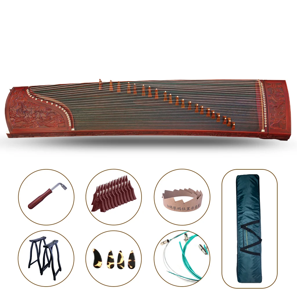 LOOK 21 Strings 163cm Guzheng Chinese Zither Instrument Dragon Carved Zheng With Rich And Mellow Sound Handmade By Luthier