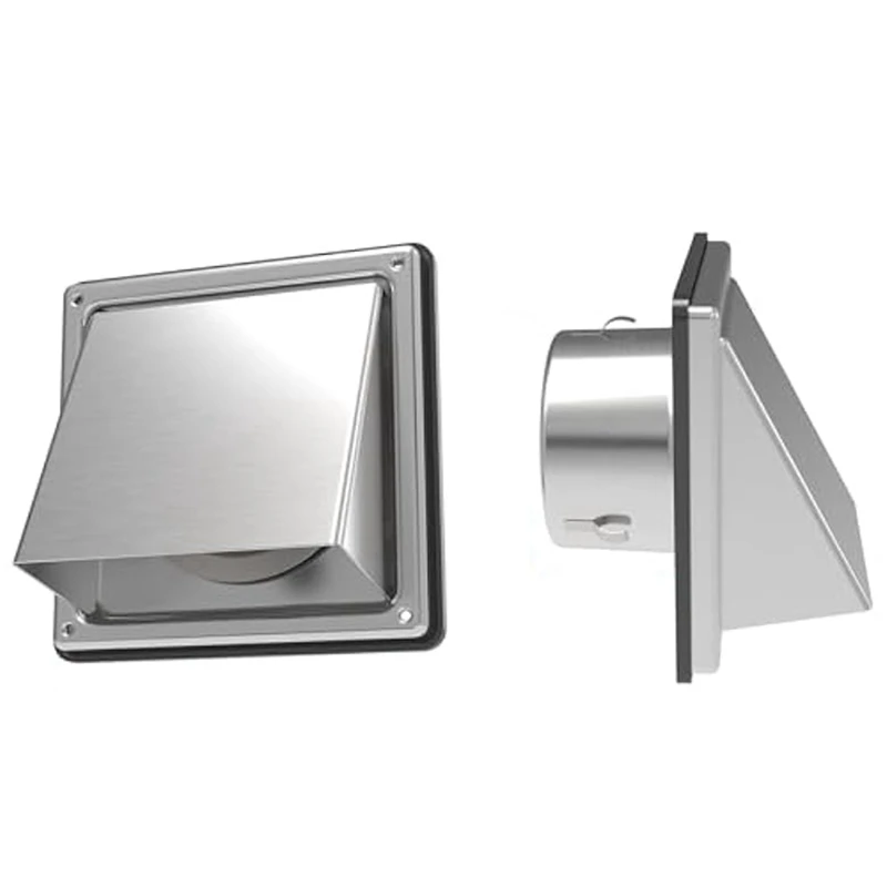 Dryer Vent Cover Outdoor Wall With Cushioned Non Return Flap,External Extractor Wall Vent,Stainless Steel Vent Cover