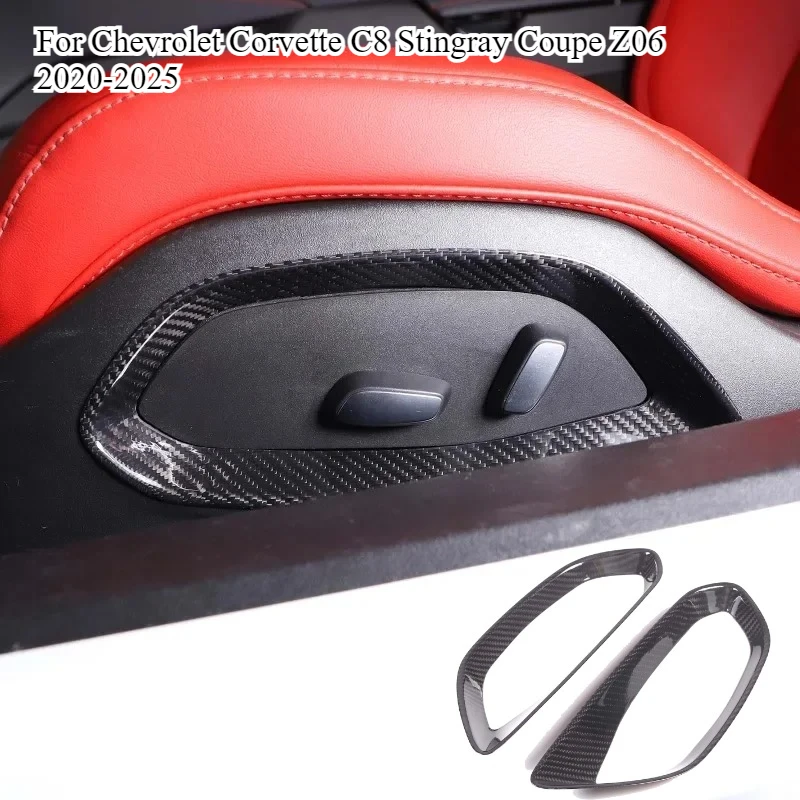 

Real Carbon Fiber For Chevrolet Corvette C8 Stingray Z51 Z06 2020-2025 Car Seat Adjust Switch Frame Cover Trim Car Accessories