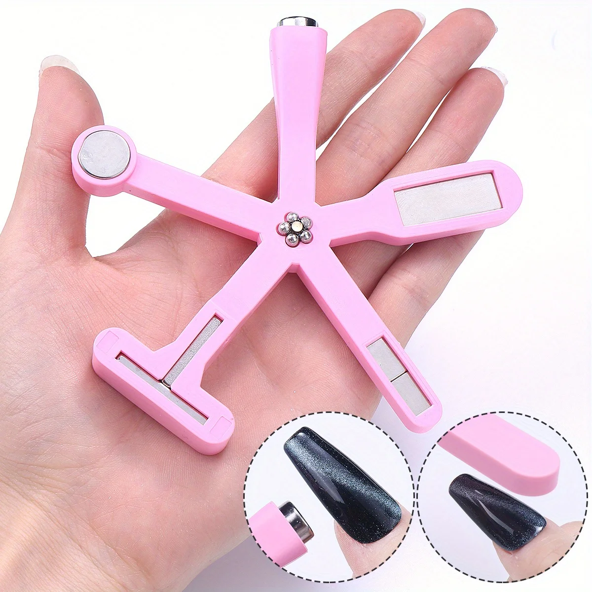Multi-Function 6 in 1 Cat Eye Nail Magnet Tools Flowers Heart French Line Effect Magnet Plates Pen Manicure Magnetic Accessories
