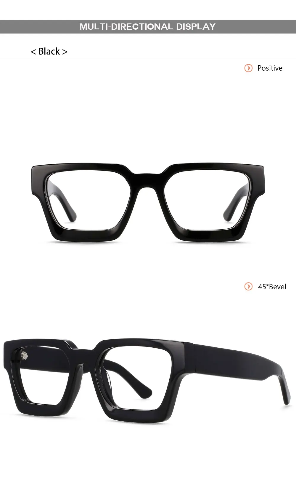 54290 Hochwertiges Acetat-Optik-Brillengestell, quadratische Retro-Brillen, Designer-Luxus-Brillengestelle, optische Brillen – Detail 9