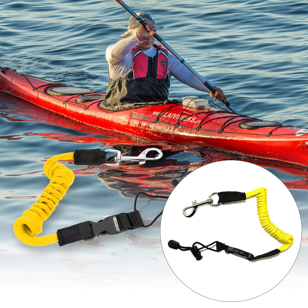 2 Pieces Kayak Paddle Leash Lanyard Anti-Dropping Cord Water Sports Yellow