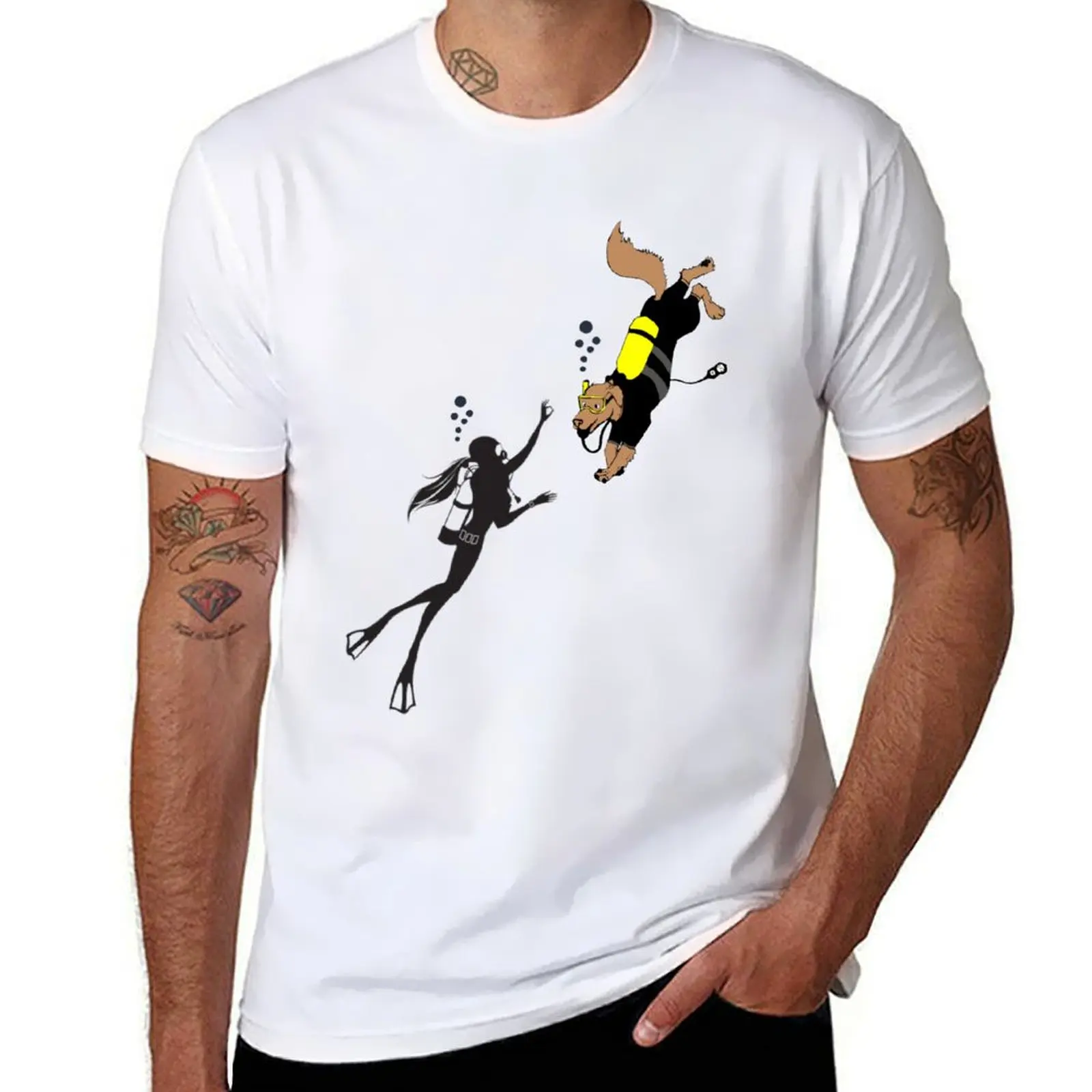 

Scuba diving dog dogs - gift idea for dogs and scuba diving lovers - Underwater Adventure Awaits - Dive Buddy Duo T-Shirt