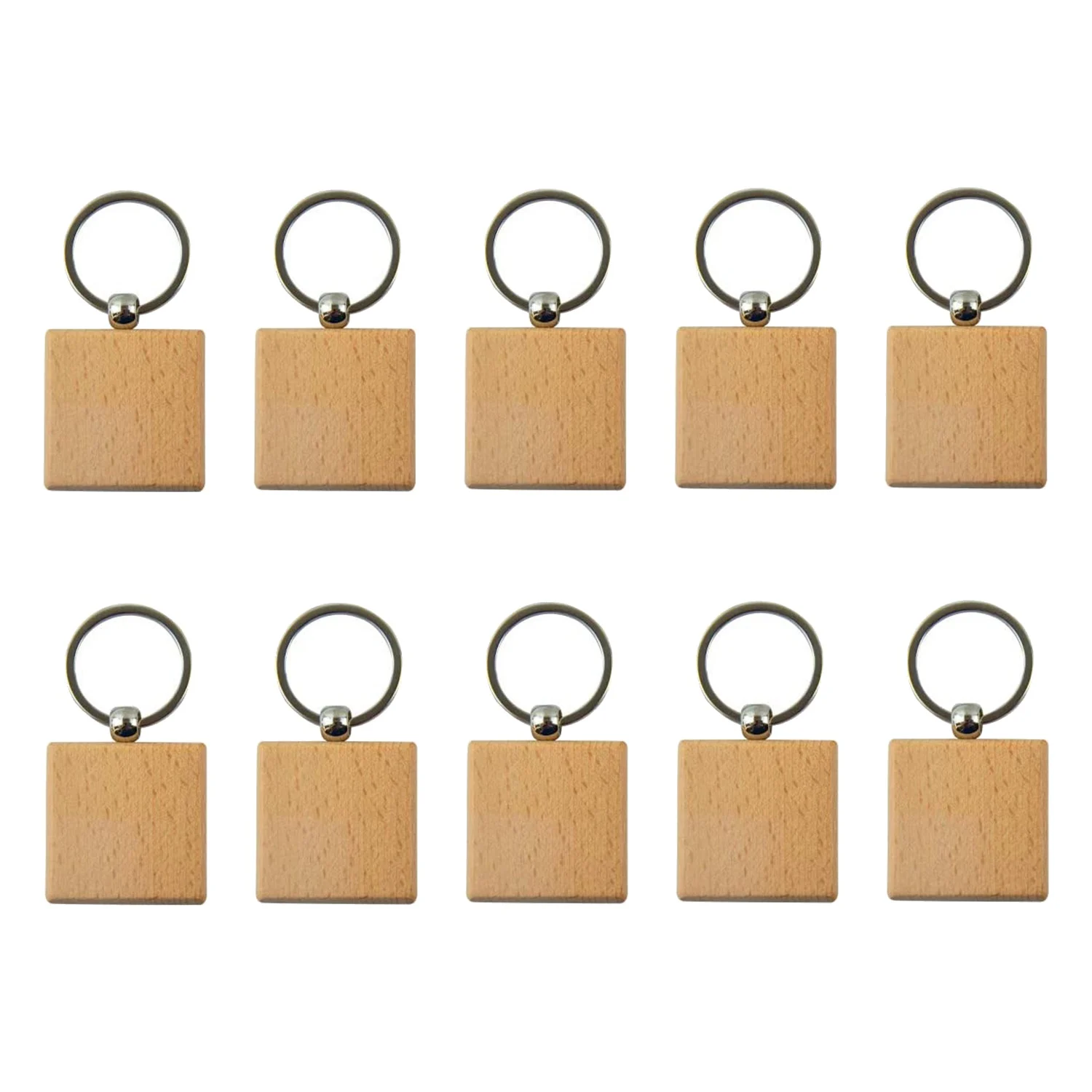 Blank Wooden Keychain Wooden Keychain Keyring Keychain Personalized EDC or Best Gift Craft (Square, 20 Pack)