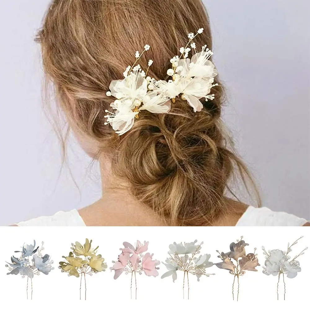 Винтажные U-образные заколки для волос, сетчатый цветок, винтажный головной убор, аксессуары для волос для женщин