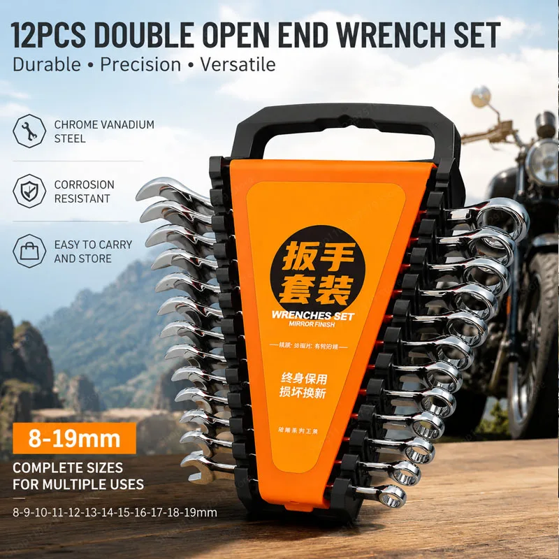 thickened-plum-blossom-dual-purpose-wrench-set-chrome-vanadium-steel-forging-8-19mm-household-auto-repair-double-ended-wrench