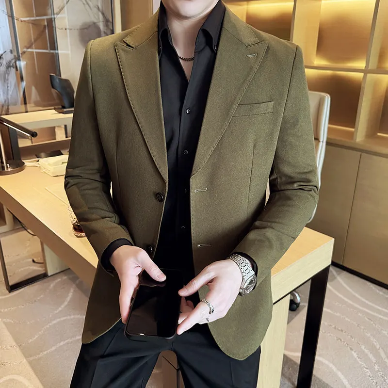 

Blazer Hombre Korean Luxury Slim Fit Men's Blazers Jacket Single Breasted Plain Color Business Casual Formal Wear Coats Man 4XL