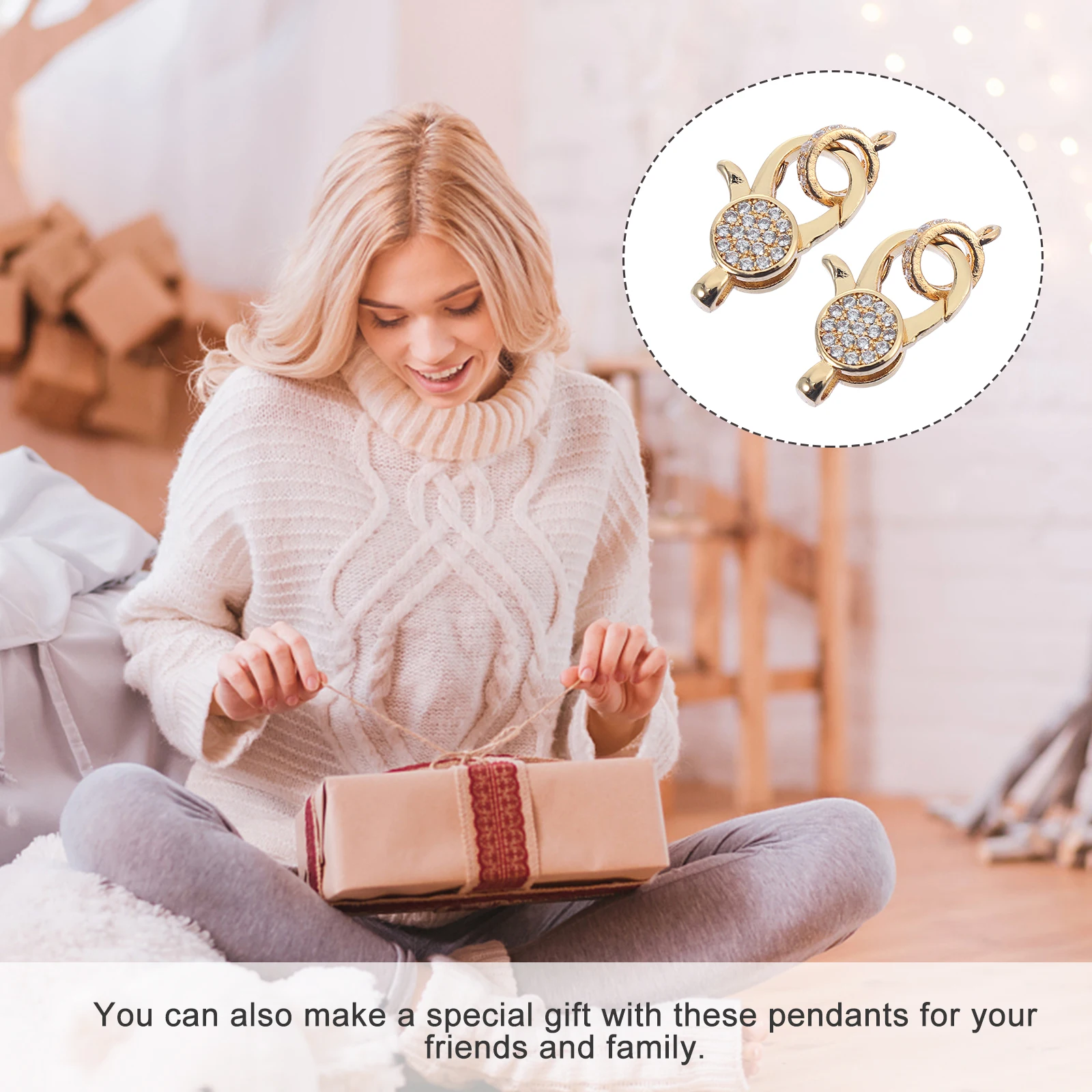 

2pcs Golden Inlaid Lobster Clasps Alloy Durable Connector DIY Lobster Claw Clasp Jewelry Accessories Bracelets Necklaces