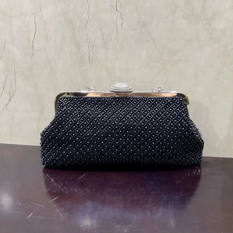 Black Bead Pearls Handbags Luxury Bags for Formal Occasion New Product Simple Party Evening Bag Bolsas Femininas Vintage Style
