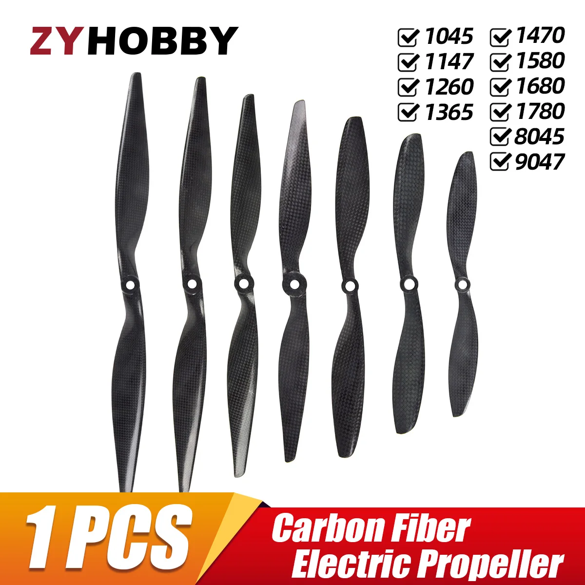 1Pc Carbon Fiber Propeller 8045 9047 1045 1147 1260 1365 1470 1580 1680 1780 Props for RC Electric Model Airplane