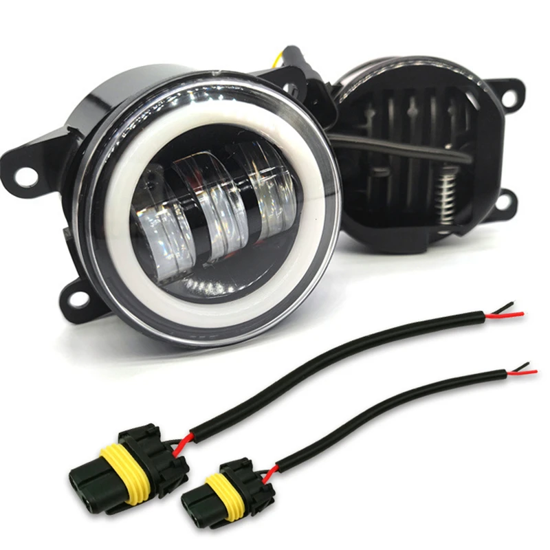 3.5 Inch / 4 Inch Fog Light Fog Lamp DRL Round Angel Eyes Assembly White And Yellow Light for Jeep Wrangler JK TJ Dodge Journey