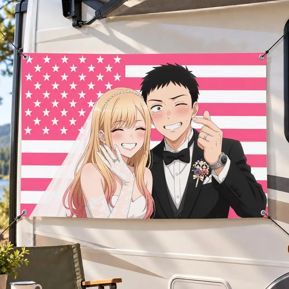 Anime Romance My Dress-Up Darling Flags Decorative Flag Banner Indoor Outdoor Garden Yard Patio Party Camping Wall Decor Gift