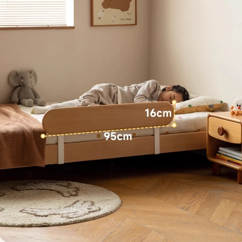 ‌Built-in Bed Guardrail‌,Wooden Toddler Safety Barrier, No Drill Installation, Rounded Corner Design for Children's Bedroom