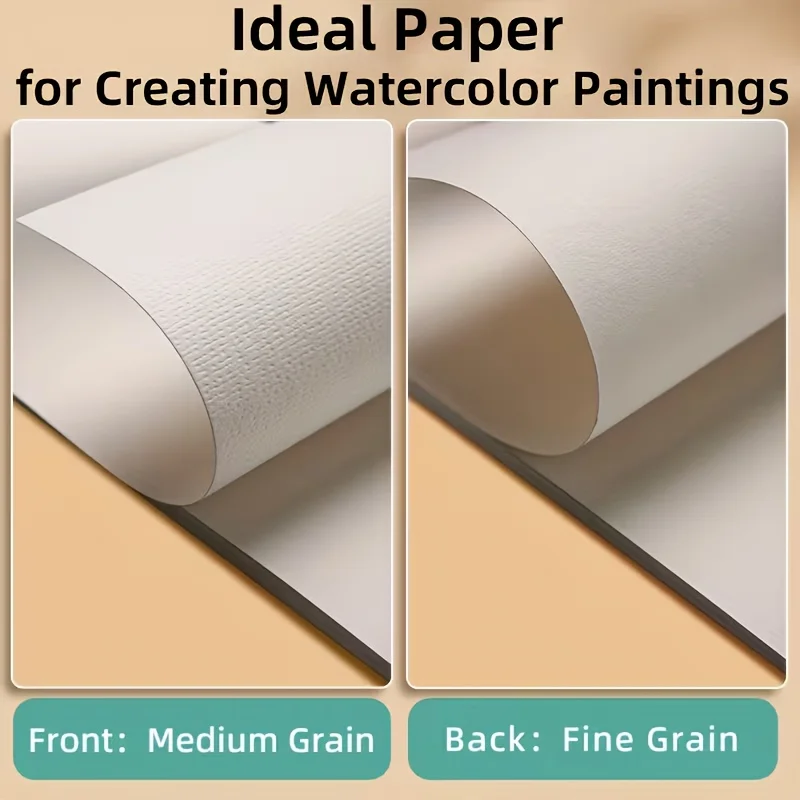 16 Sheets A4 Spiral-bound Watercolor Pad, 300gsm Rough Texture Acid-Free Paper for Artists & Hobbyists