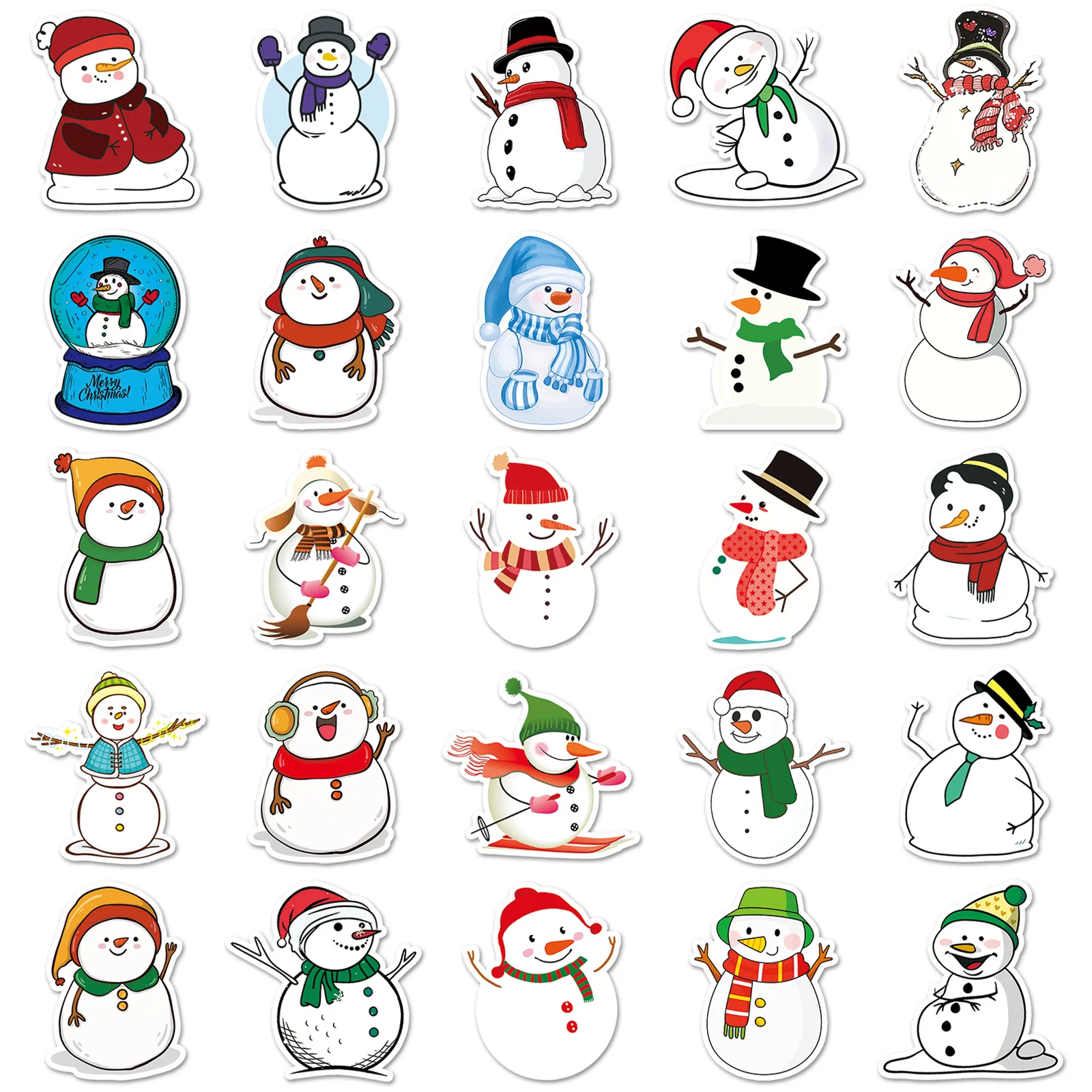 50Pcs Cartoon Snowman Series Graffiti Stickers adatto per caschi per Laptop decorazione Desktop adesivi fai da te giocattoli all'ingrosso