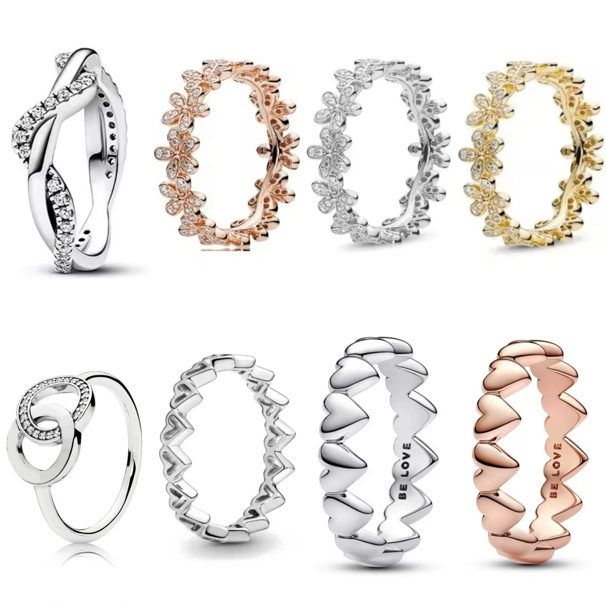 حار بيع جديد 925 الفضة تكويم لانهائي القلب جارلاند سن المنشار للنساء خاتم الزواج الأصلي هدية