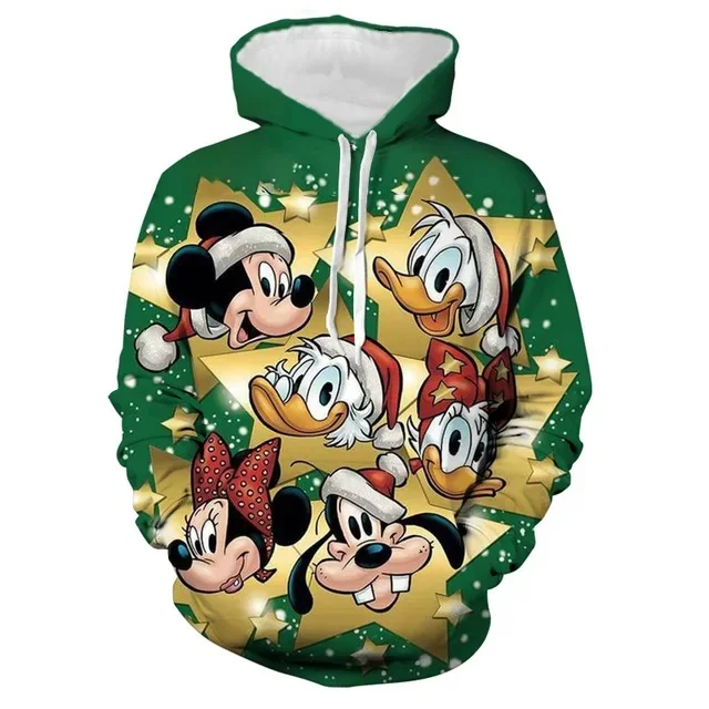 Christmas Boys Girls Hoodie Mickey Mouse Pullover 3D Printed Winnie The Pooh Men\'s Hoodie Cartoon Disney Men\'s Clothing