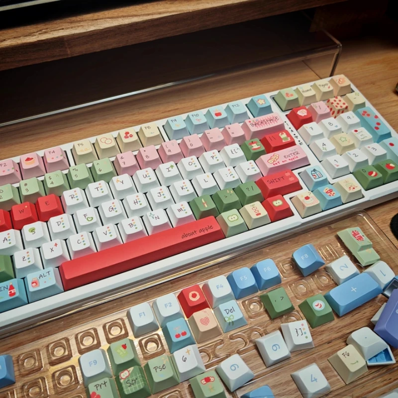 New Fruit Keycaps Custom PBT Sublimation Cherry Profile Key Cap Cute Red and Green Fresh Cartoon Anime Point Key Cap for Gamers