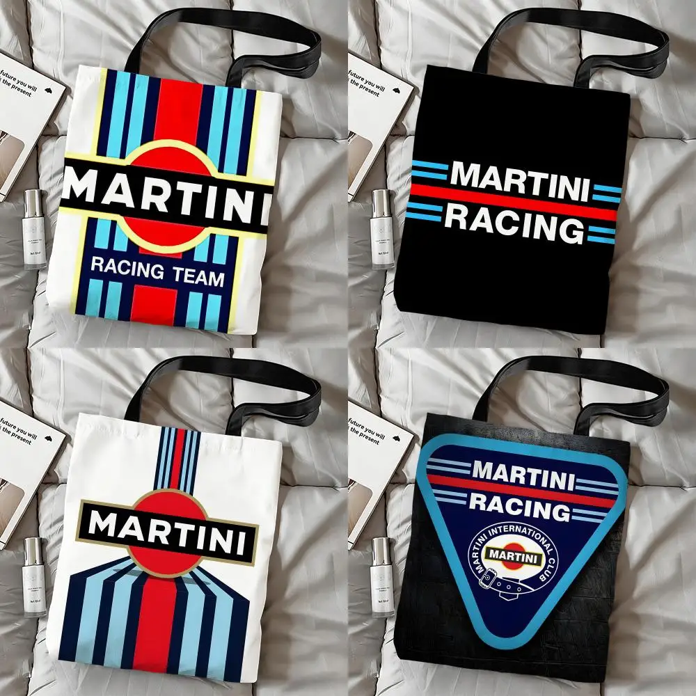 Fashion M-Martini Racing Storage Bags Double-Sided Print Canvas Tote Bag Fashion Large Capacity Women's Shoulder Handbag