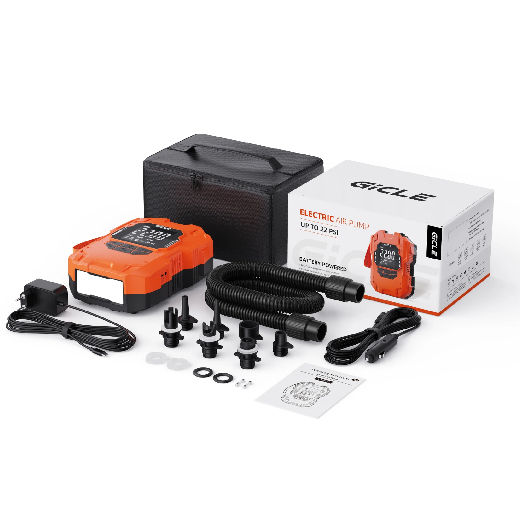 

22PSI Rechargeable Paddle Board Pump Electric Portable Battery-Powered 12V DC High Pressure Electric Air Pump for Inflatables