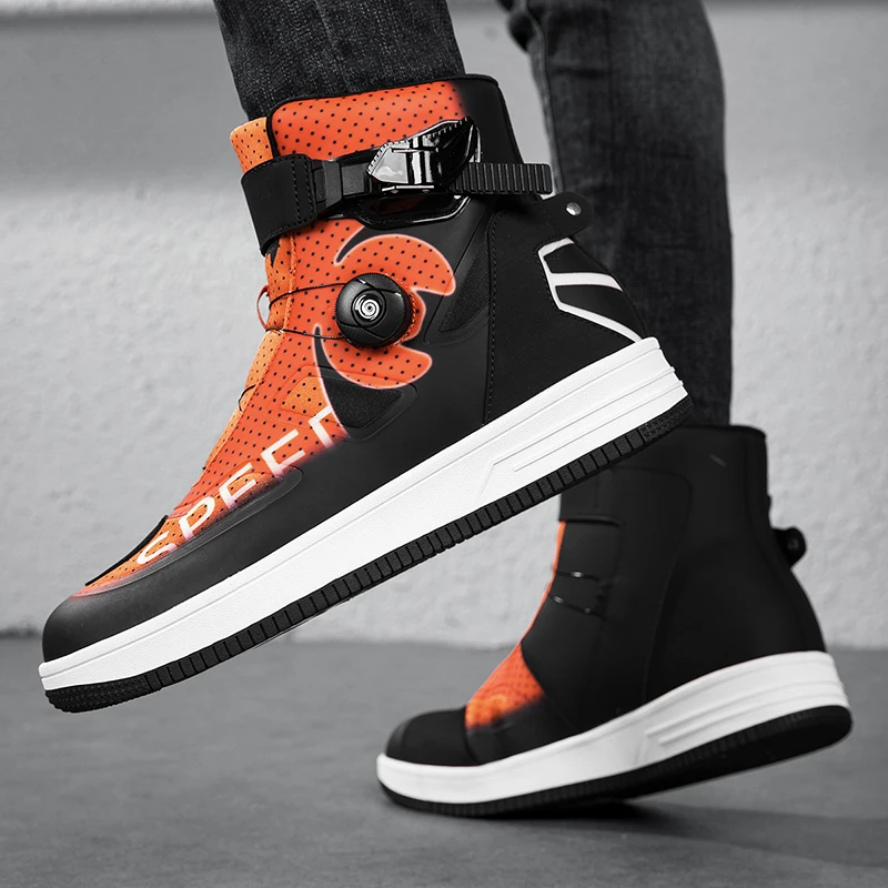 

Man Studded Boots Waterproof Motorcycle Shoes Wear-Resistant Motocross Boots Anti-Fall Motorcycle Equipment Motorcycle Boots