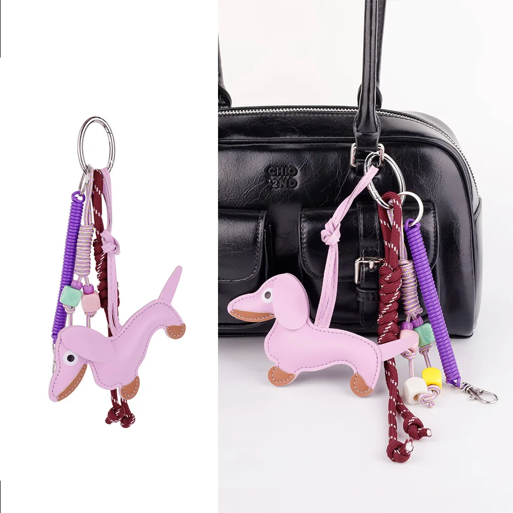 العصرية هدية لطيف السجق الكلب المفاتيح الجلود المنسوجة حبل مكافحة خسر الأمتعة علامة حقيبة السيارة العرافة الرجال النساء الإكسسوارات الهدايا