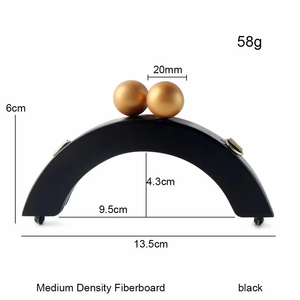 Fashion Wooden Bag Handle DIY Replaceable Purse Frame Half-moon Shape Kiss Clasp Shoulder Bag Handle For Handbag Wallet