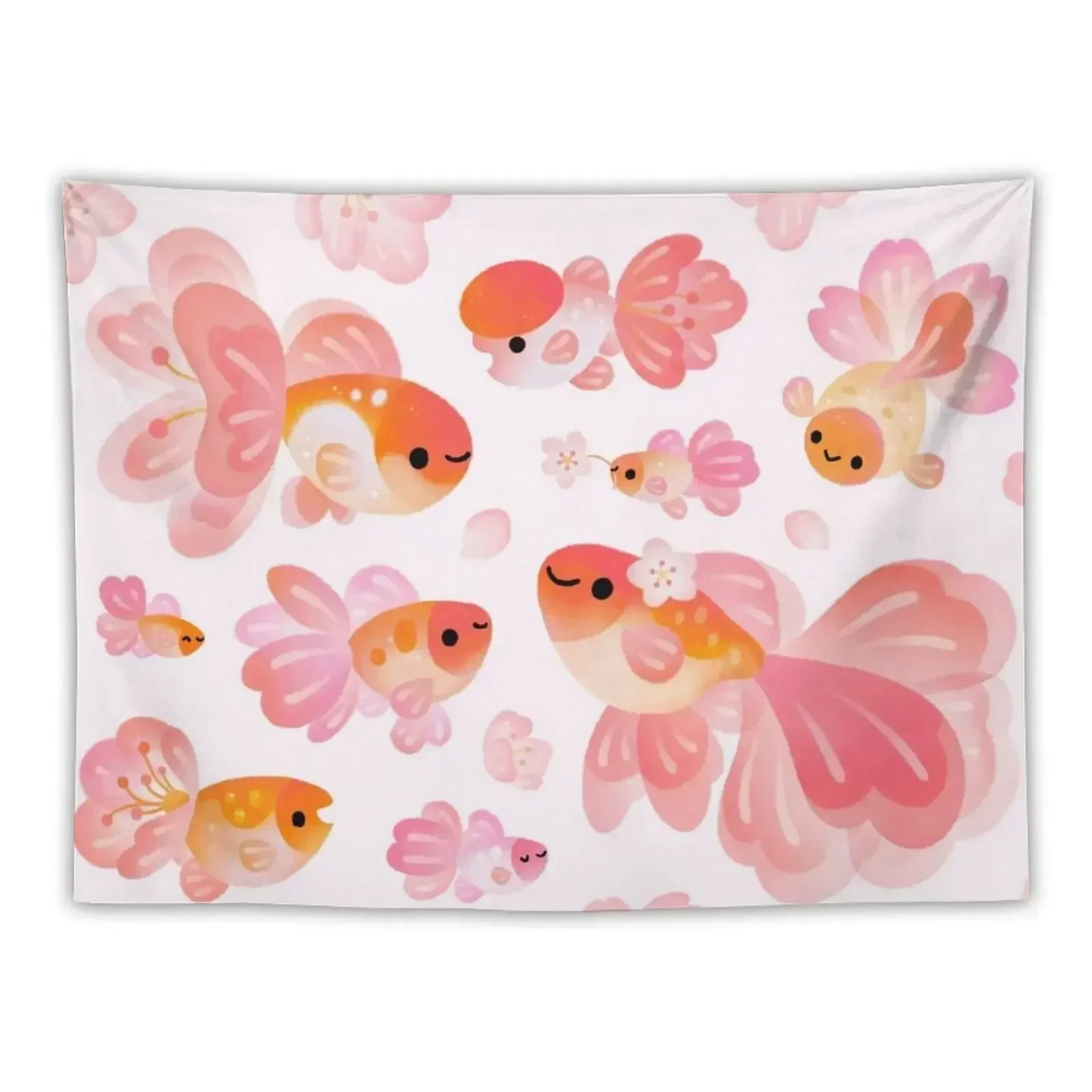 

Cherry Blossom Goldfish 2 Tapestry Carpet Wall Living Room Decoration Home Decor Aesthetic Tapestry