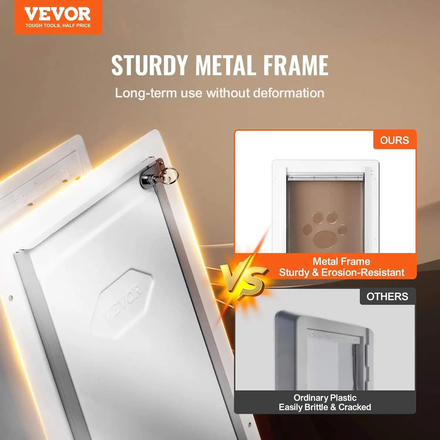 Wall Application, Metal Frame, Energy - Efficient Insulated, Easy - to - Install Pet Door for Medium Dogs (White - Medium)