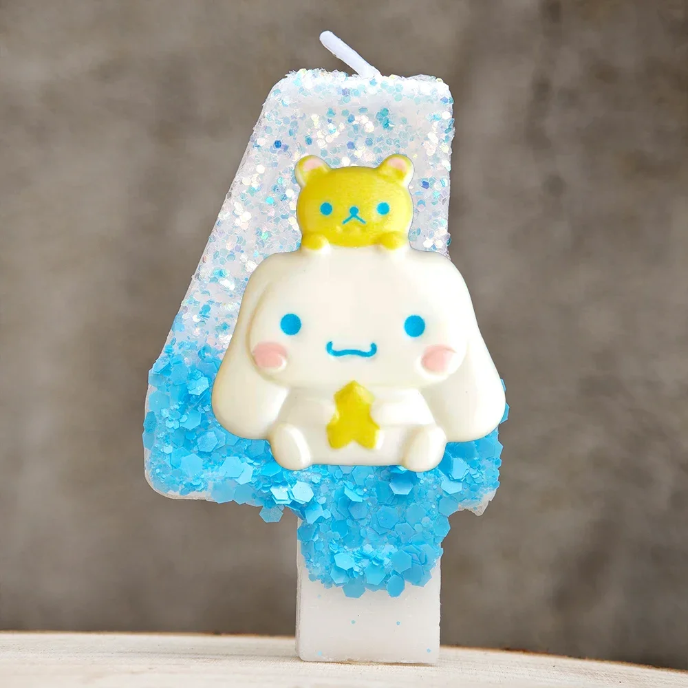 Kawaii Cinnamoroll Cartoon-Themen Glitzerkerze Kinder Geburtstagskerze Dekorationen Tortendekoration Baby-Shower Party-Zubehör – Detail 16