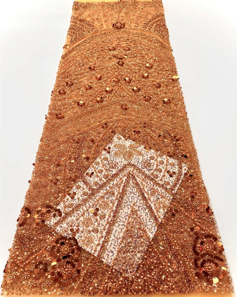 

African Lace Fabric 2025 Sequins Beaded Embroidery Groom Nigerian Bridal High Quality French Tulle Lace Fabric For Wedding