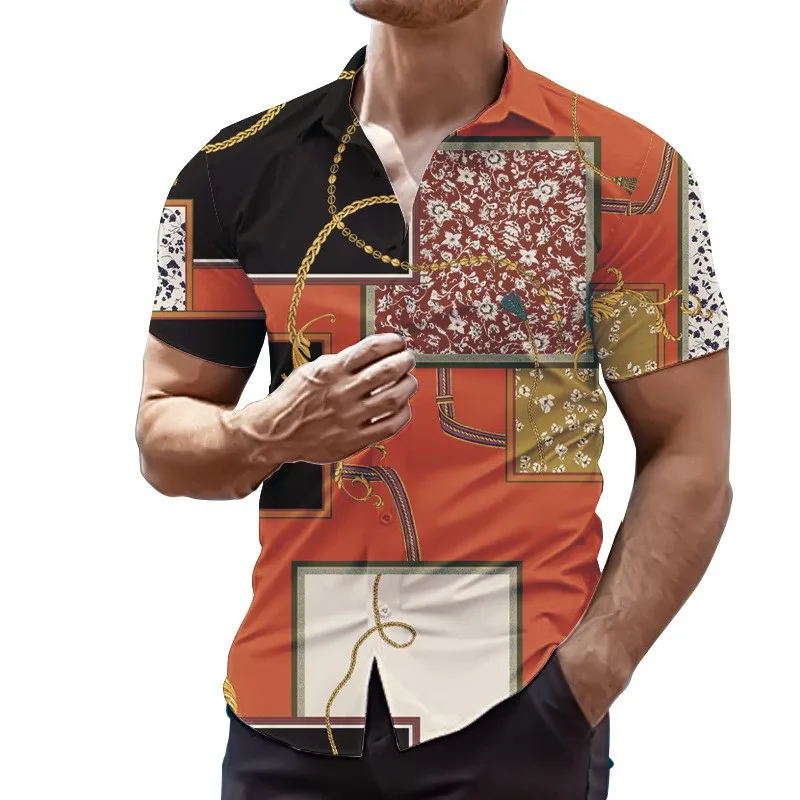 Men's Casual and Fashionable 3D Printed Short Sleeved Shirt Hawaiian Shirt