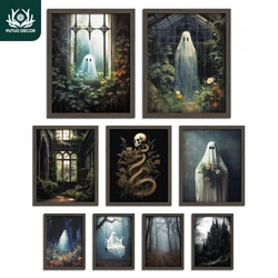 Putuo Decor 9pc Gothic Style Canvas Printing, Frog Mushroom Crow Butterfly Mole, Wall Art Decoration for Home Farmhouse