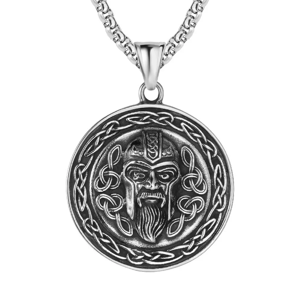 

CHUANGCHENG Vintage Warrior Statue Stainless Steel Pendant Men's Necklace Chain