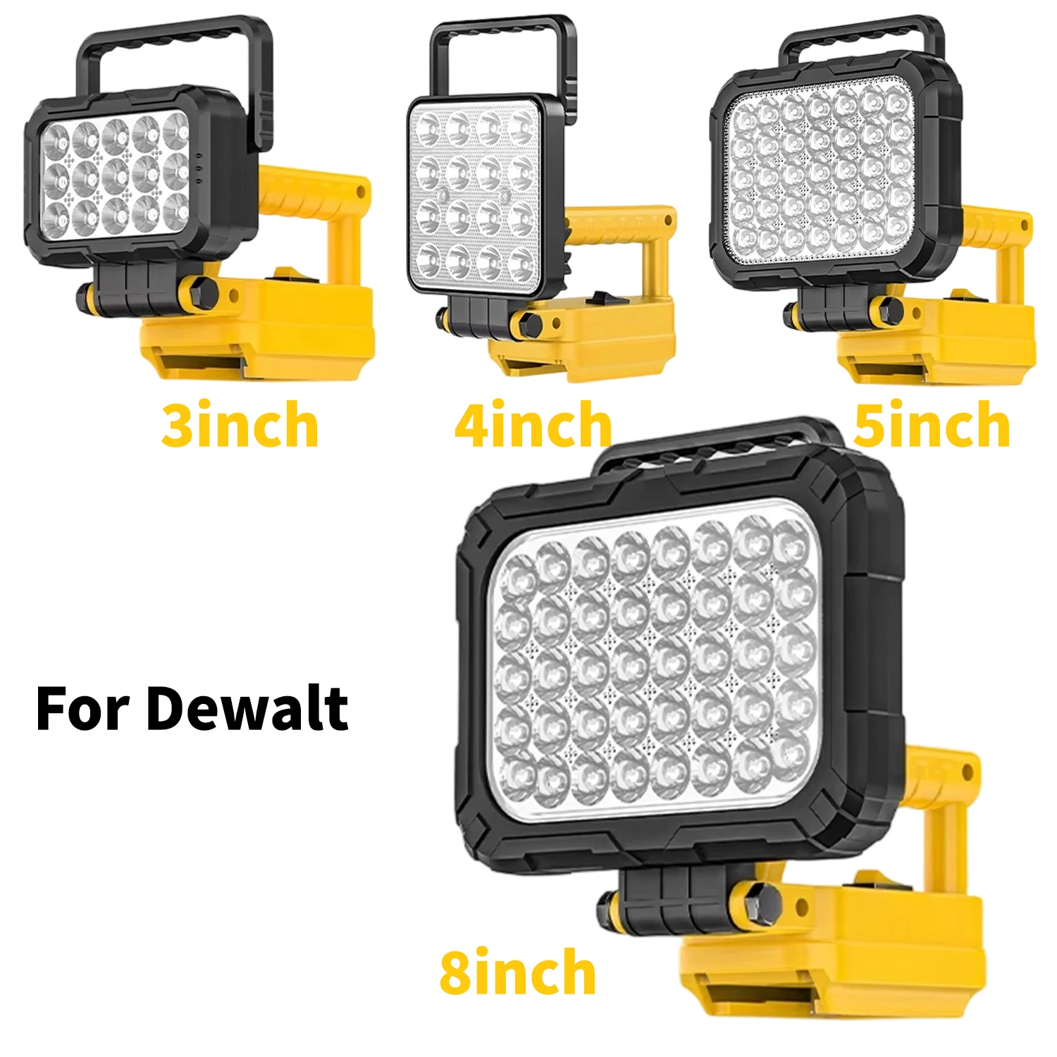 3/4/5/8 Inch LED Work Light For Dewalt 18 V Battery With Dual USB Handle Workshop Outdoor Lighting(No Battery)