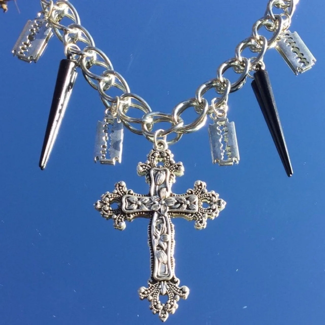 European And American INS Dark Relief Baroque Cross Gothic Retro Pendant Necklace